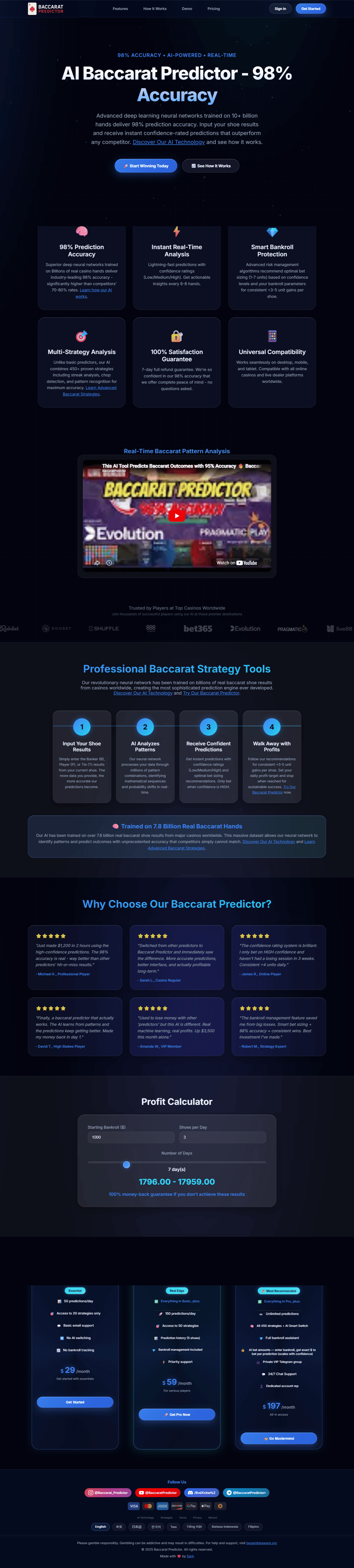 Baccarat Predictor desktop website preview